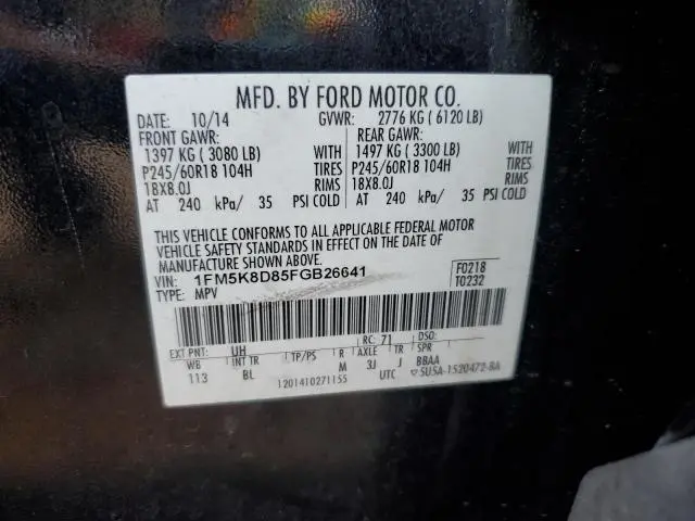 2015 FORD EXPLORER XLT  