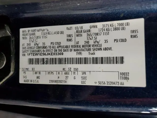 2018 FORD F150 SUPERCREW  