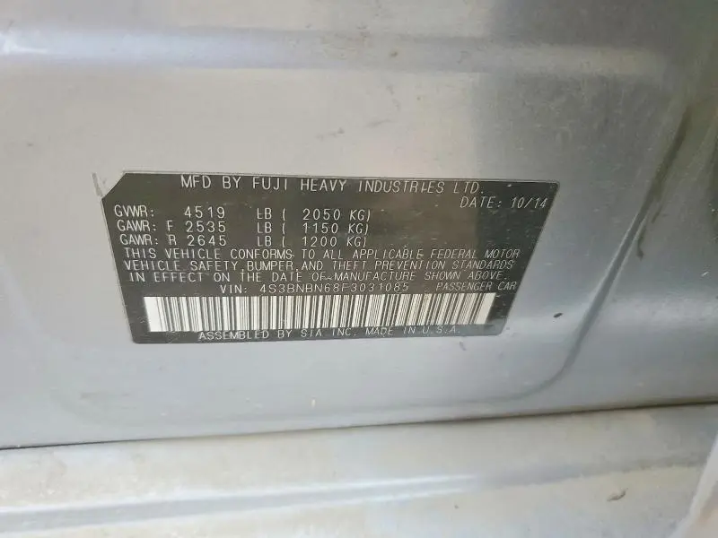 2015 SUBARU LEGACY 2.5I LIMITED  