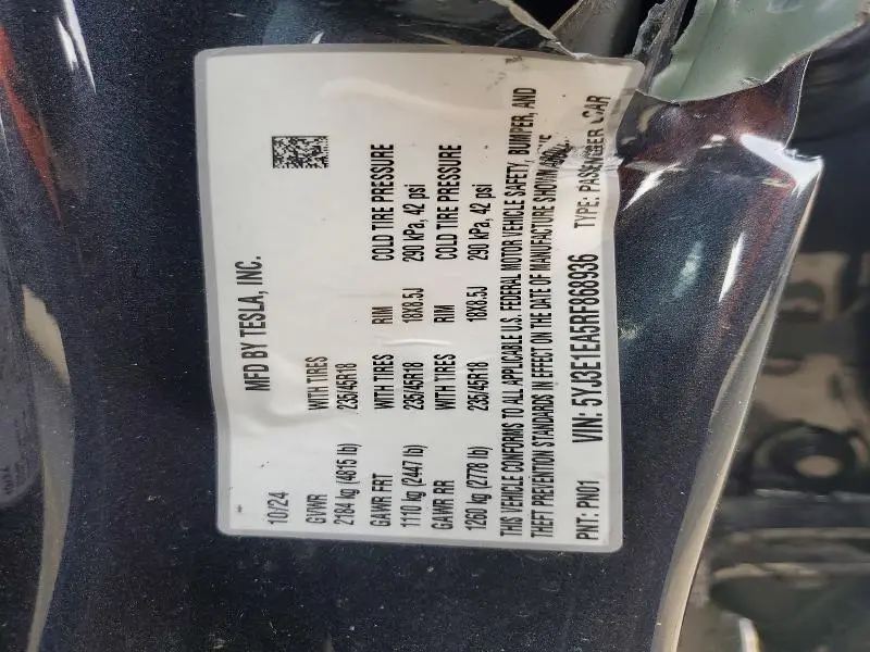 2024 TESLA MODEL 3   