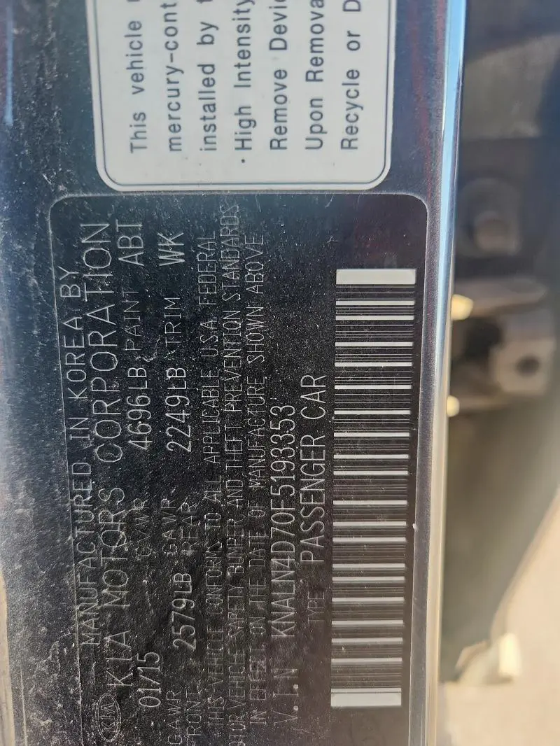 2015 KIA CADENZA PREMIUM  