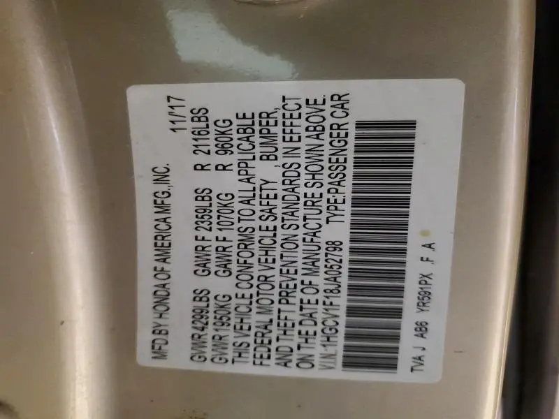 2018 HONDA ACCORD LX  