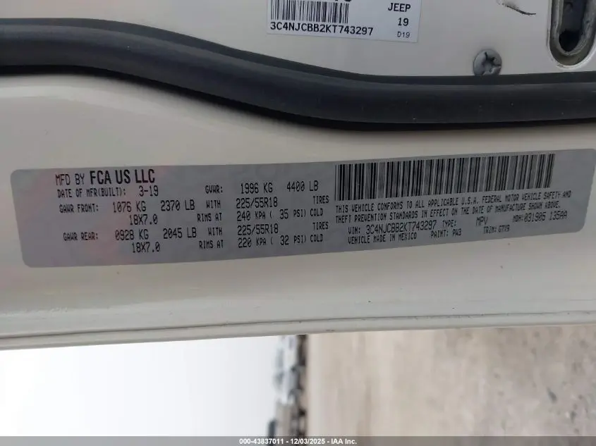 2019 JEEP COMPASS ALTITUDE FWD