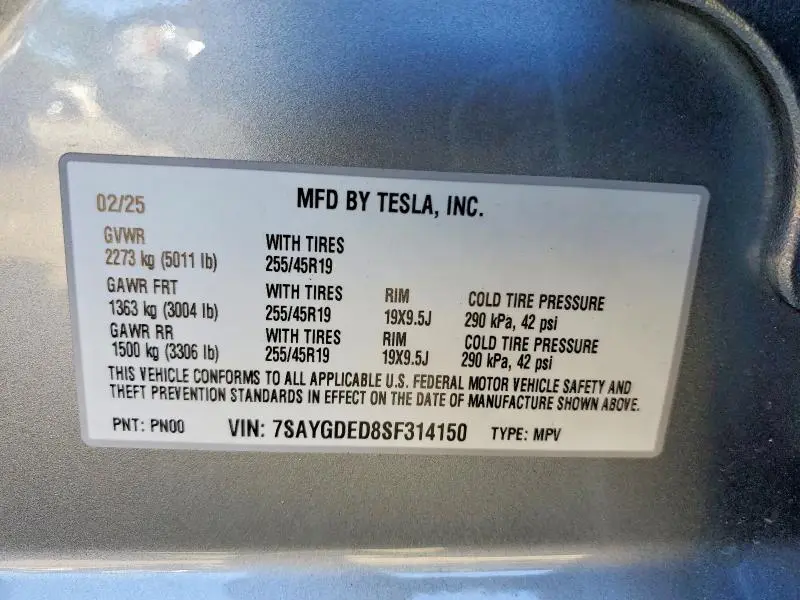 2025 TESLA MODEL Y   