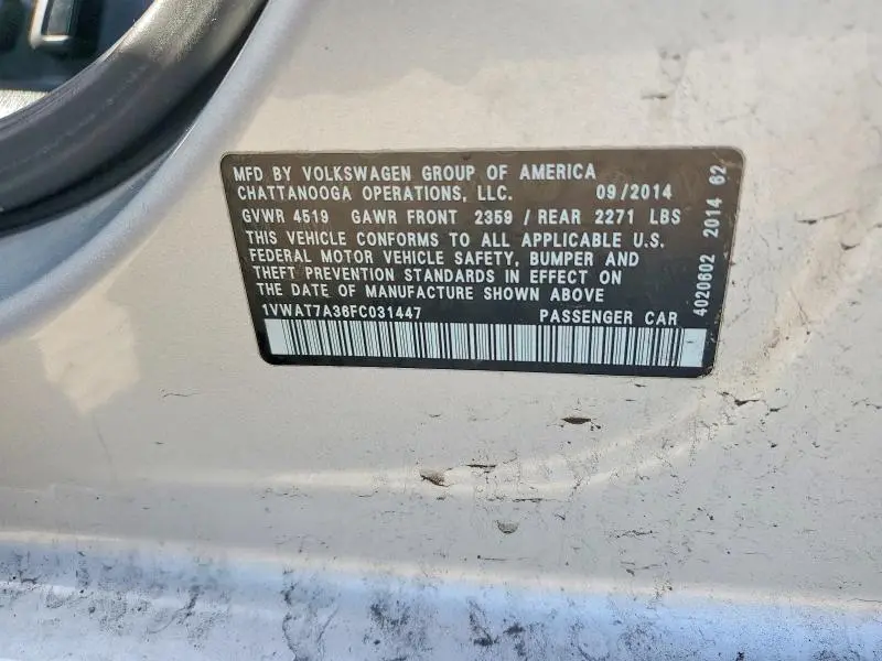 2015 VOLKSWAGEN PASSAT S  