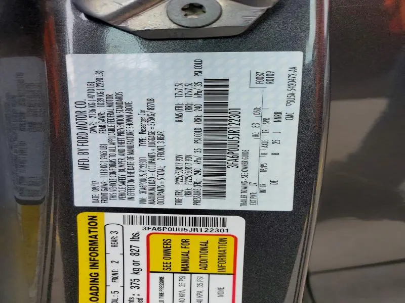 2018 FORD FUSION S HYBRID  
