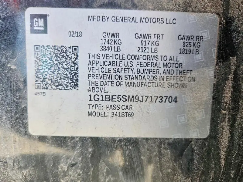 2018 CHEVROLET CRUZE LT  