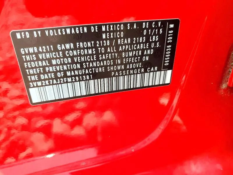2015 VOLKSWAGEN JETTA BASE  