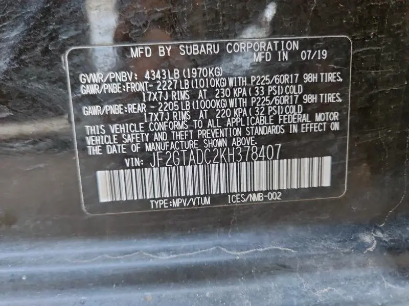 2019 SUBARU CROSSTREK PREMIUM  