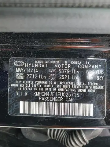 2015 HYUNDAI GENESIS 3.8L  