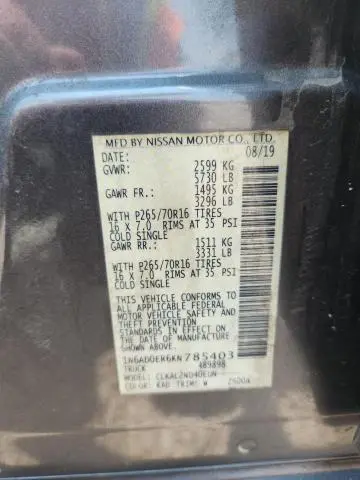 2019 NISSAN FRONTIER SV  