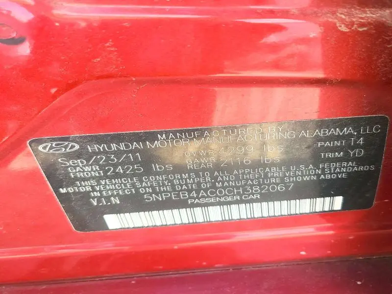 2012 HYUNDAI SONATA GLS  