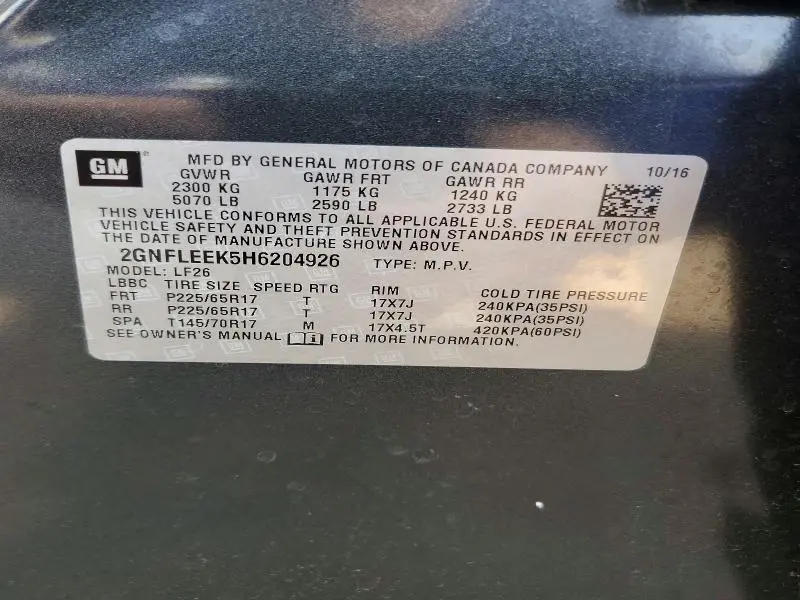 2017 CHEVROLET EQUINOX LS  