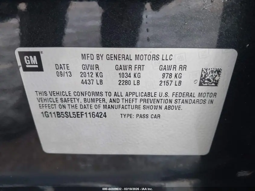 2014 CHEVROLET MALIBU 1LS