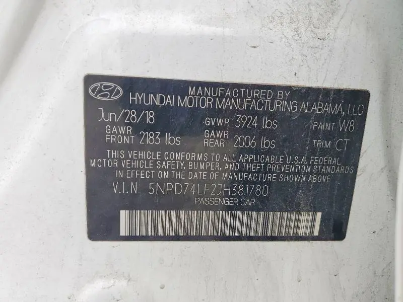 2018 HYUNDAI ELANTRA SE  