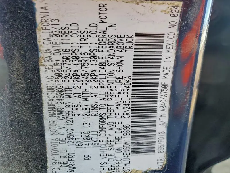 2013 TOYOTA TACOMA DOUBLE CAB  