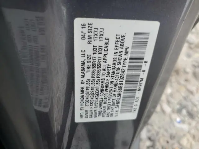 2016 HONDA ODYSSEY EXL  