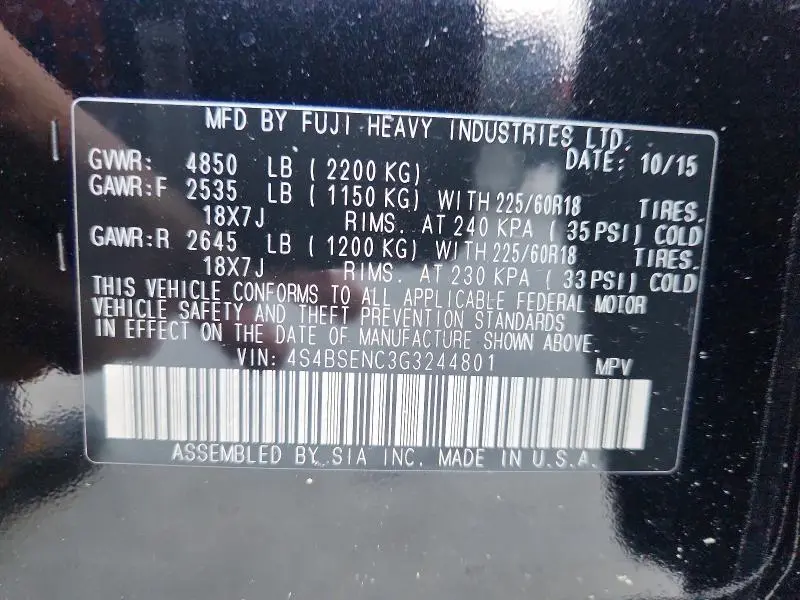 2016 SUBARU OUTBACK 3.6R LIMITED  