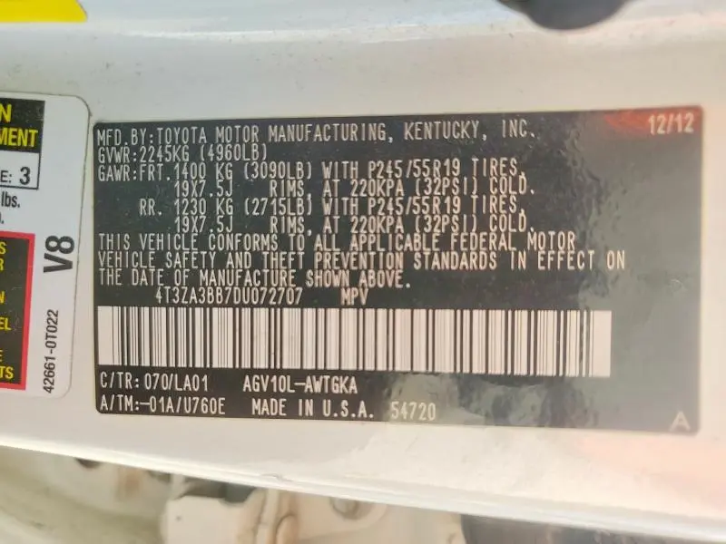 2013 TOYOTA VENZA XLE  