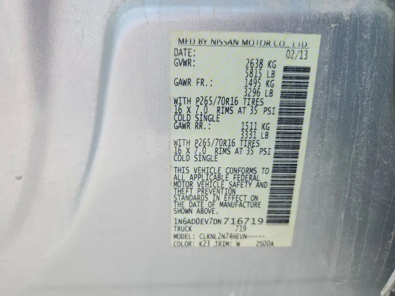 2013 NISSAN FRONTIER S  