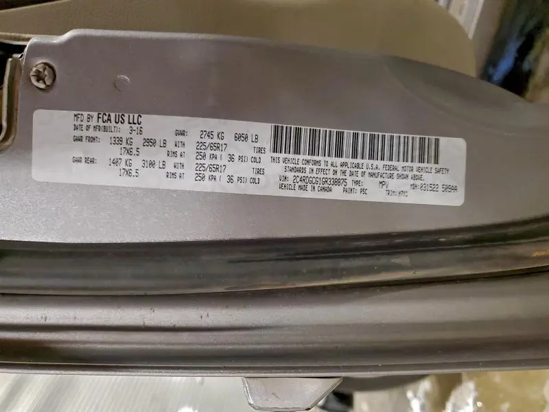 2016 DODGE GRAND CARAVAN SXT  