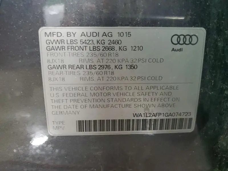 2016 AUDI Q5 PREMIUM PLUS  