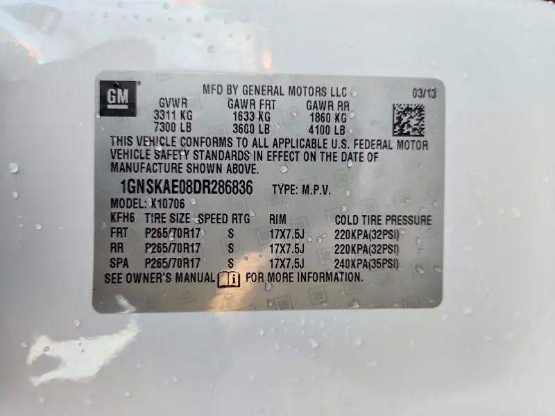 2013 CHEVROLET TAHOE K1500 LS  