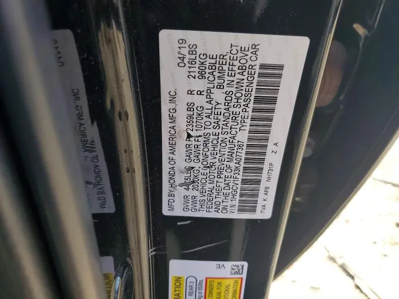 2019 HONDA ACCORD SPORT  