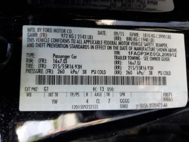 2016 FORD FOCUS SE  