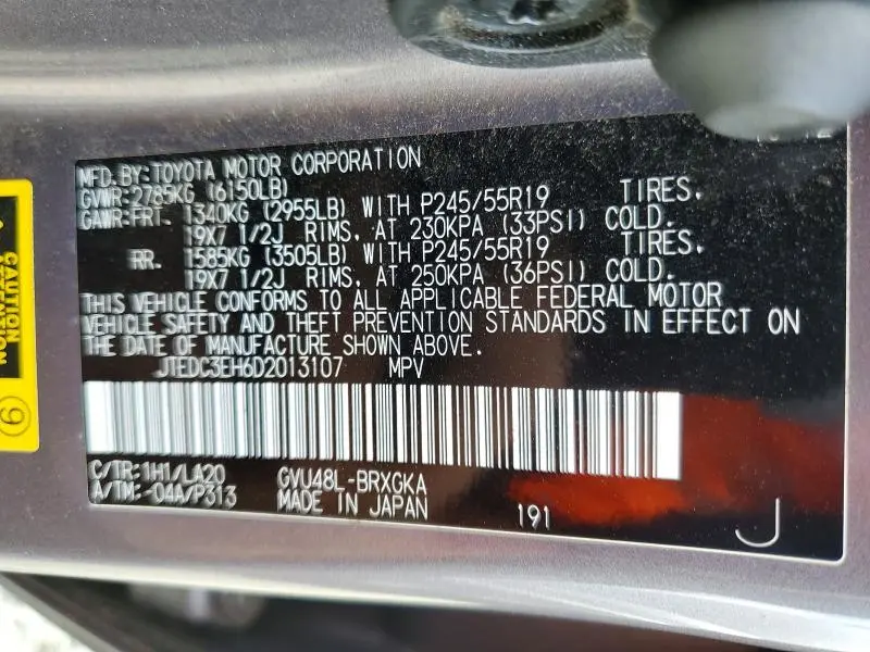 2013 TOYOTA HIGHLANDER HYBRID LIMITED  