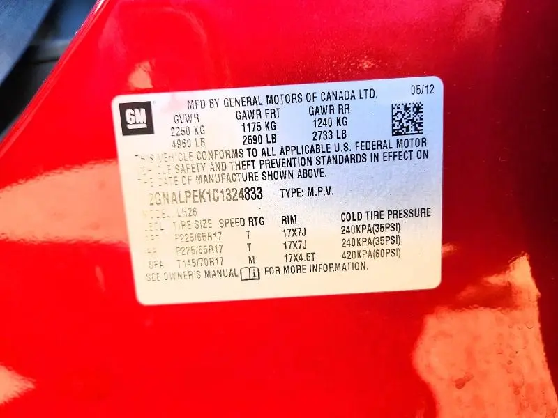 2012 CHEVROLET EQUINOX LT  