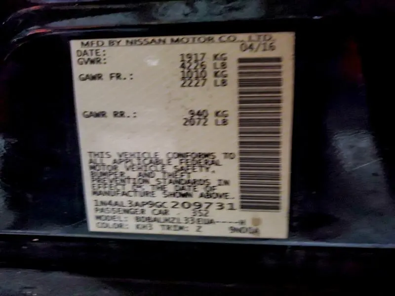 2016 NISSAN ALTIMA 2.5  