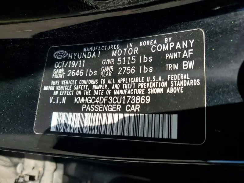 2012 HYUNDAI GENESIS 4.6L  