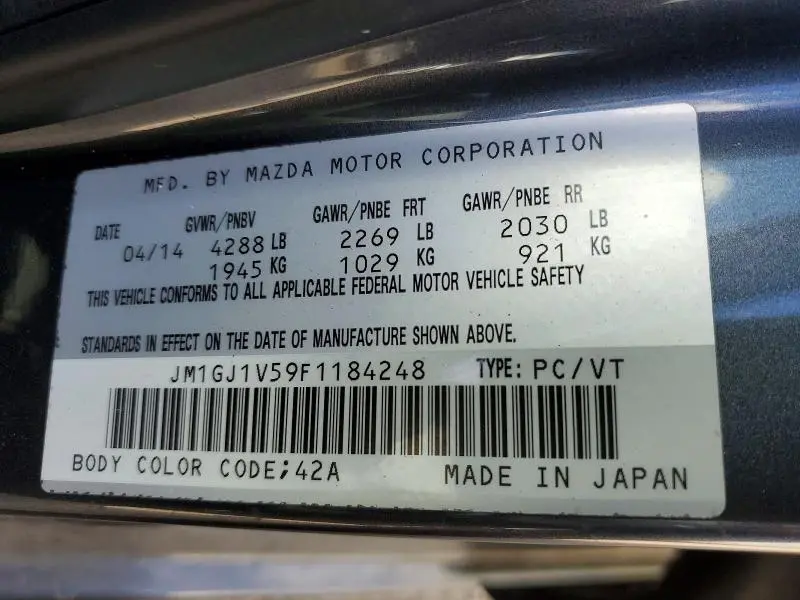 2015 MAZDA 6 TOURING  