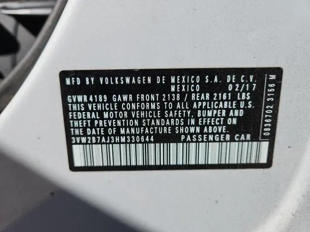 2017 VOLKSWAGEN JETTA S  