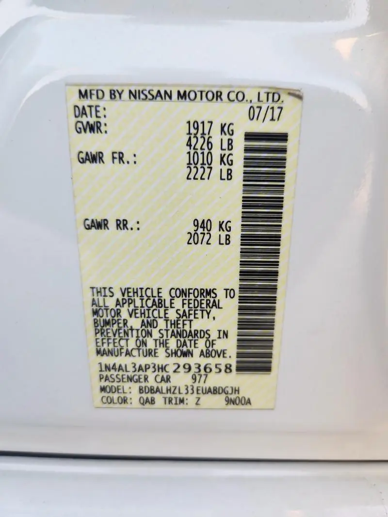 2017 NISSAN ALTIMA 2.5  