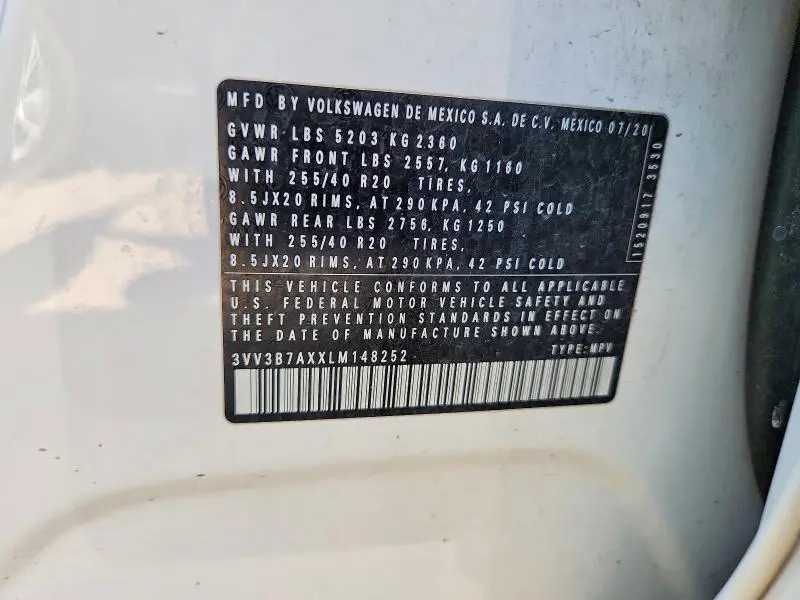 2020 VOLKSWAGEN TIGUAN SE  