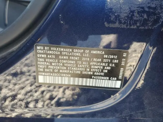 2012 VOLKSWAGEN PASSAT S  