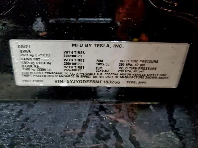 2021 TESLA MODEL Y   