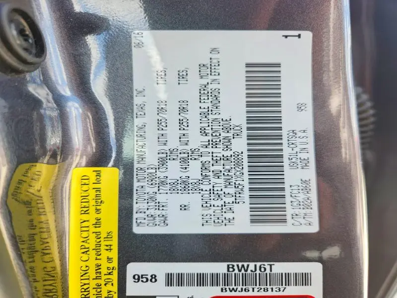 2016 TOYOTA TUNDRA SR5  