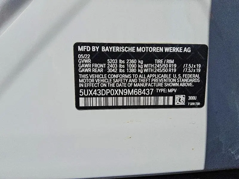 2022 BMW X3 SDRIVE30I  