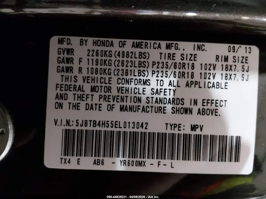 2014 ACURA RDX  