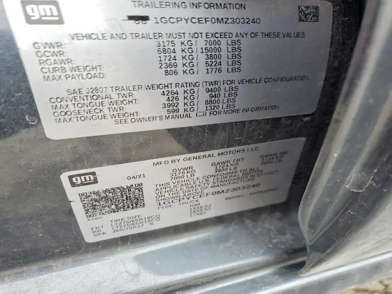 2021 CHEVROLET SILVERADO K1500 TRAIL BOSS CUSTOM  