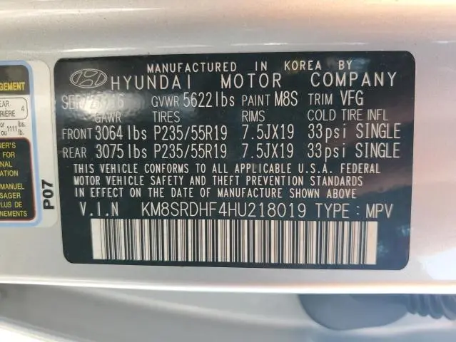 2017 HYUNDAI SANTA FE SE ULTIMATE  