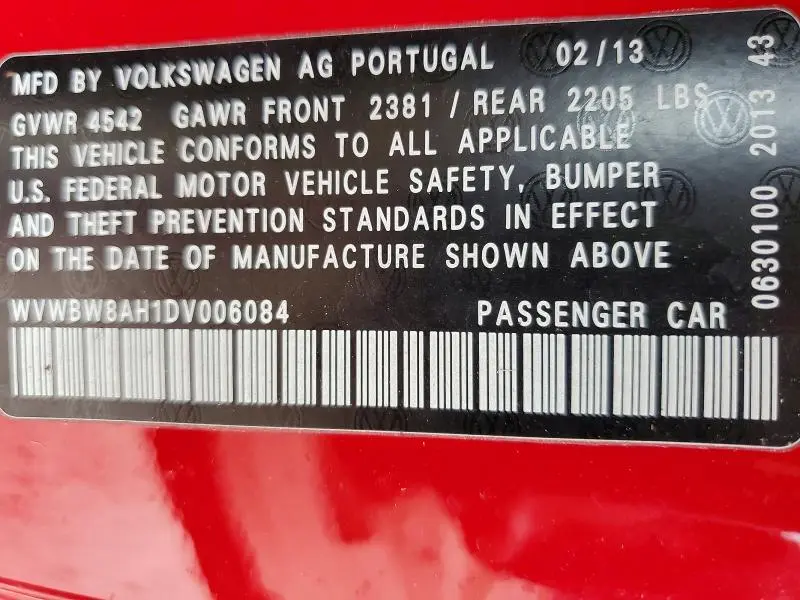 2013 VOLKSWAGEN EOS KOMFORT  