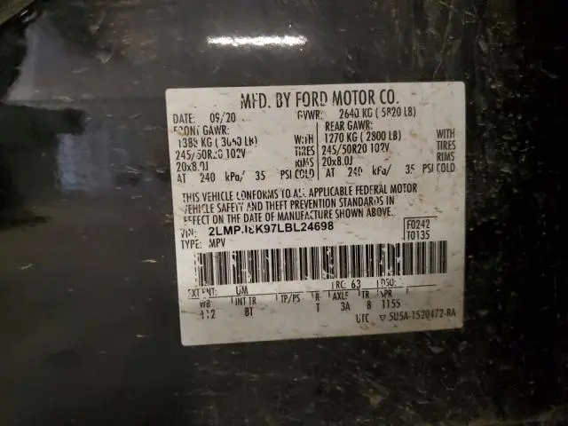 2020 LINCOLN NAUTILUS RESERVE  