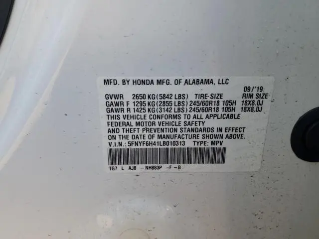 2020 HONDA PILOT EXL  