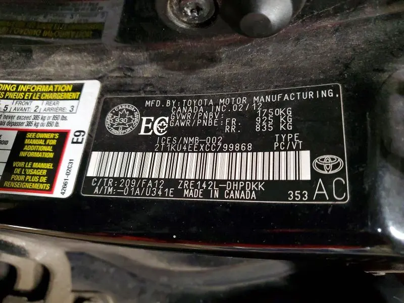 2012 TOYOTA COROLLA MATRIX   