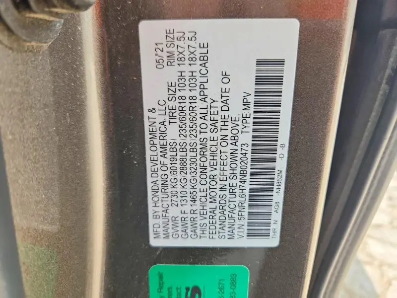 2022 HONDA ODYSSEY   