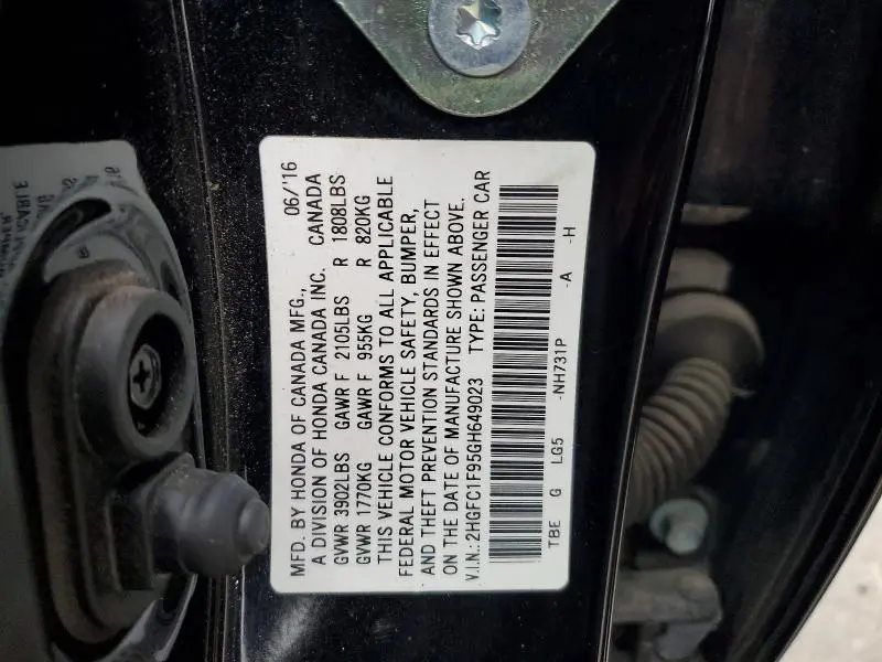 2016 HONDA CIVIC TOURING  